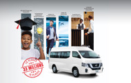 White Nissan Urvan bus