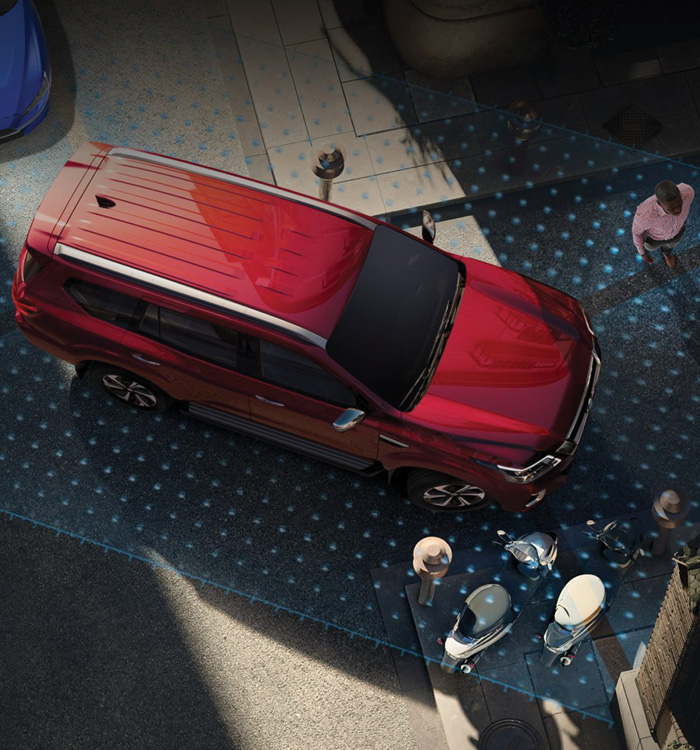 Nissan Terra making a left turn view from top